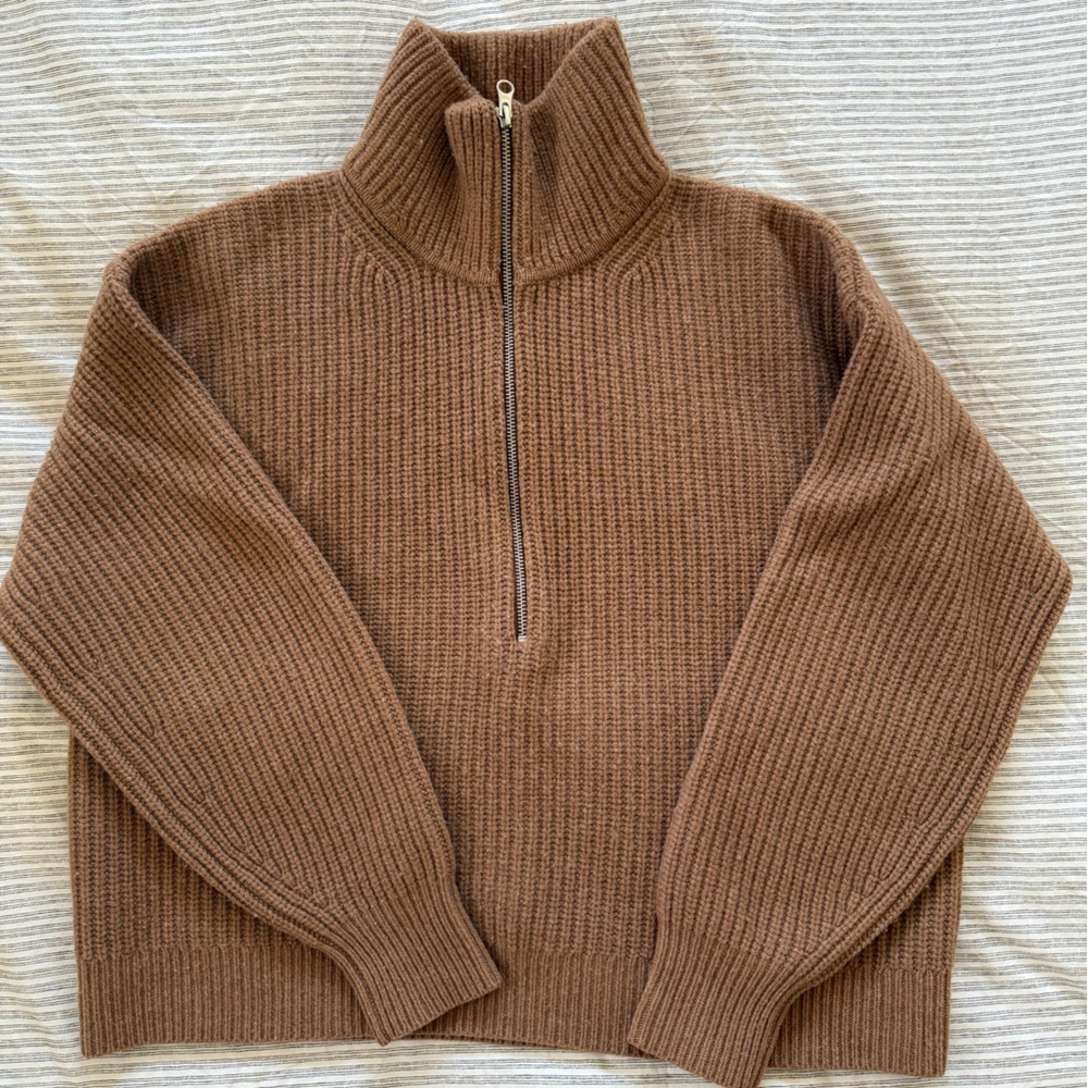 Everlane Ribbed Half Zip Wool Sweater
